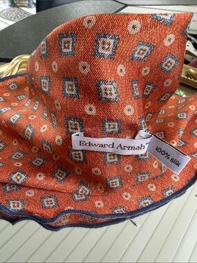 Edward Armah Orange Geometric Silk Pocket circle